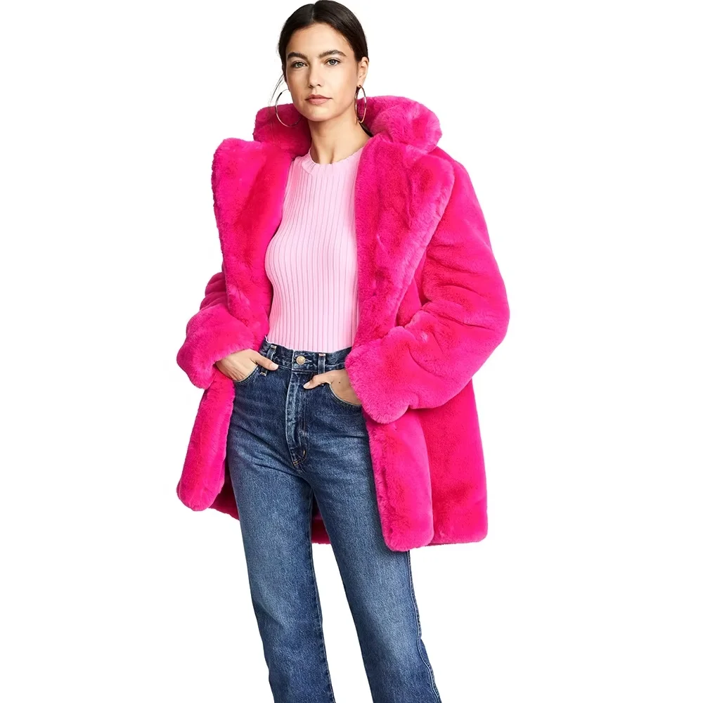 【新品未使用】 frifri cocoon satin coat ピンク Winter Elegant Style Pink Faux Mink Fur Jacket - Heavy
