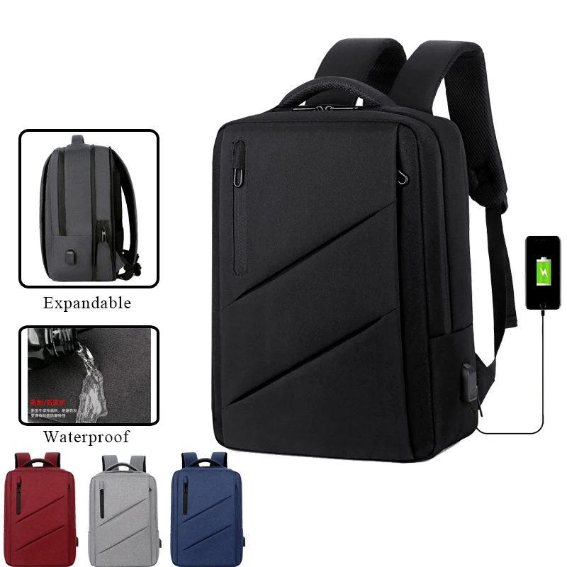 15 17 Inch Expandable Backpack With Usb Charging Port Waterproof Luggage Laptop Rucksack Travel Business Backpack for Men Women