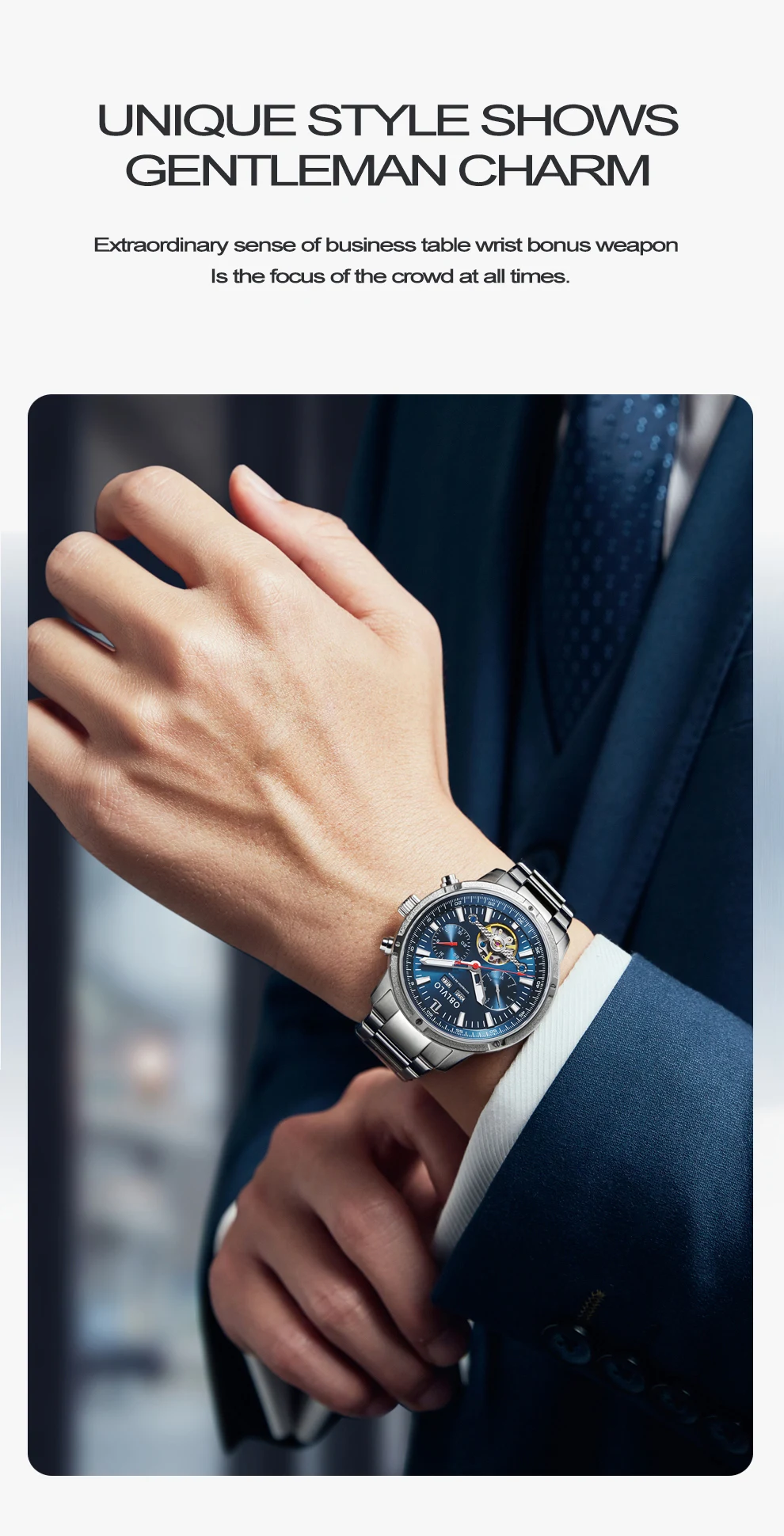Orologi automatici in acciaio OBLVLO, orologi meccanici con tourbillon per uomo, orologi super luminosi impermeabili CM-T