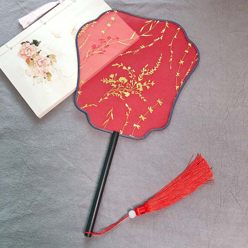 
 Красный цвет ткань Бамбук ручной вентилятор шелковой ткани  