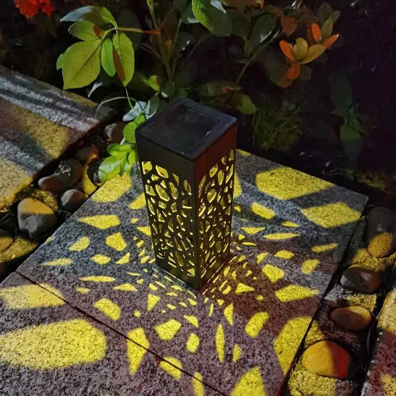 Outdoor Waterproof Hollow Camping Site Plugged Stainless Steel Lamp Solar Lights