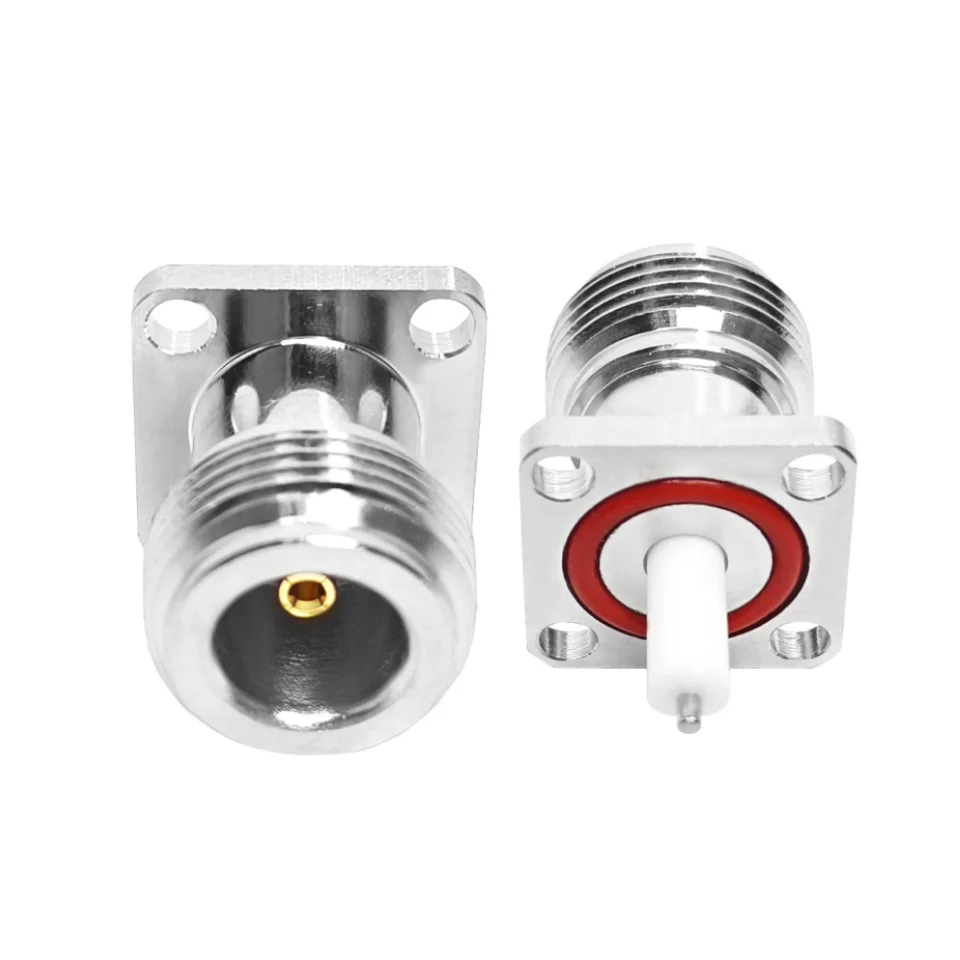 Factory 50 Ohm N Type Female Jack Hembra Screw Mounting 4 Holes Flange Welding Chasis RF Coax Coaxial Connectors in Stock