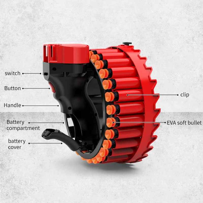 2021 Amazon Electric Portable Soft Bullet Gun EVA Soft Elastic Large Capacity Hand Ring Revolver Toy Gun