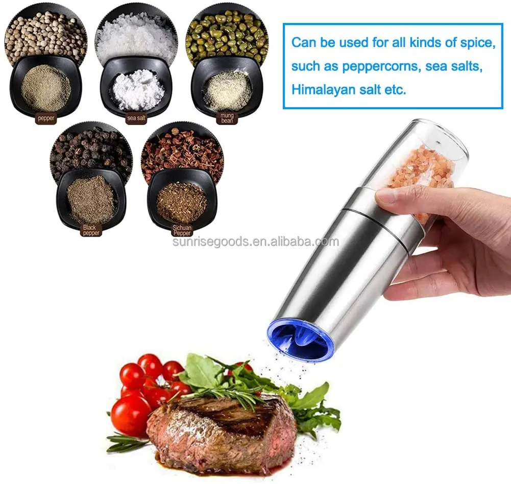 Electric Salt and Pepper Grinder Set Battery Powered Mill