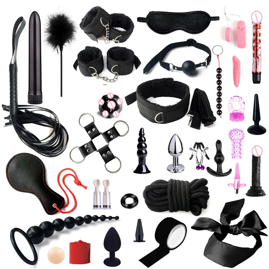 35pcs Adult Kit BDSM Tool Penis Ring Jewel Anal Plug Bullet Vibrator Sex Toys for Men Women Couple Bondage Gear