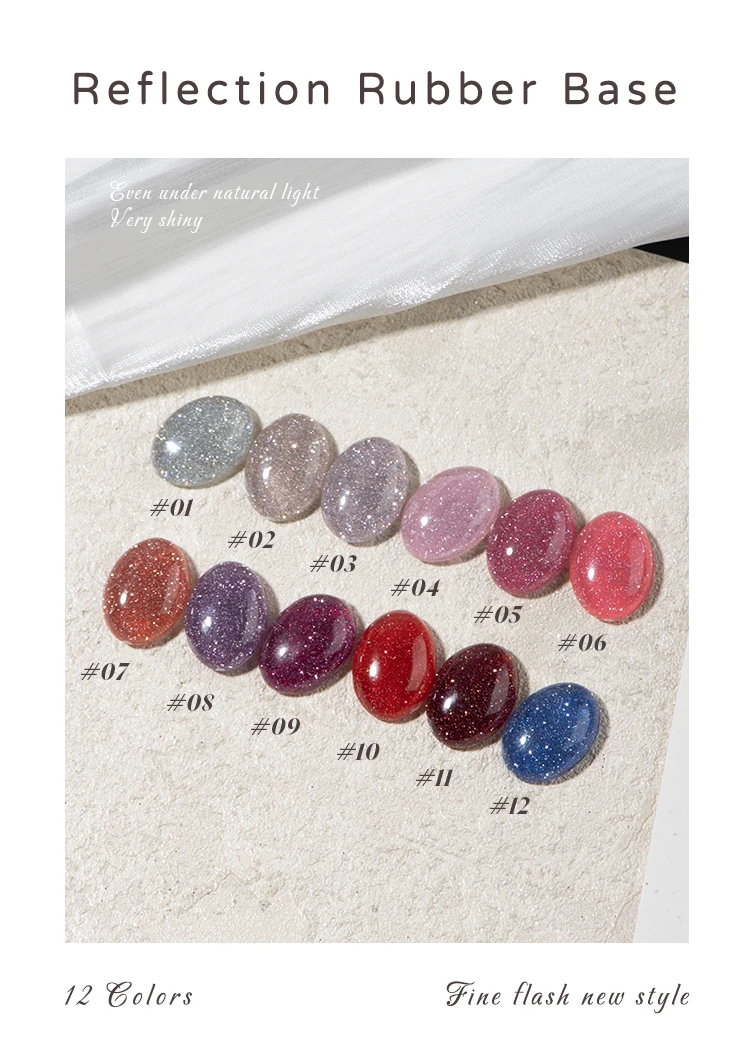 product vinimay high quality sparkle glitter rubber base gel bulk 9 colors set private label reflective rubber base gel for nail art-4