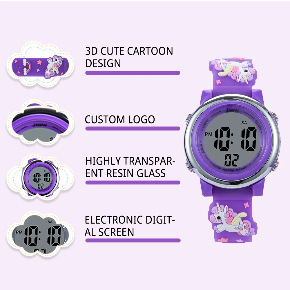 Fast Delivery Kids LED Digital Sport Cartoon-Style Stainless Steel Watch 30M Water Resistant Chronograph Stop Watch Alarm