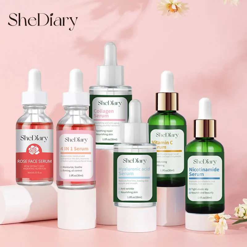 SheDiary-suero facial blanqueador con nicotinamida, Retinol antienvejecimiento, vitamina C 4 en 1, con ácido hialurónico y colágeno para mujeres