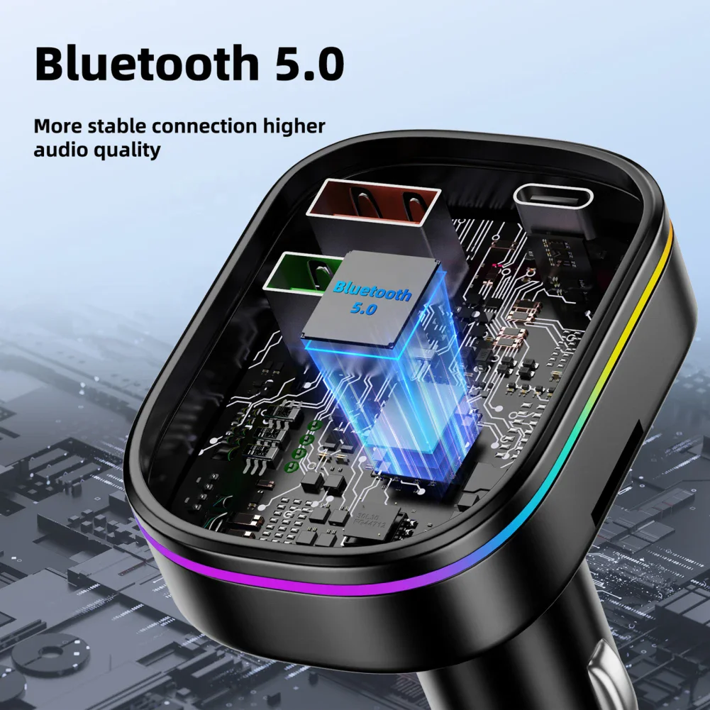 New V5.0 Q10 FM Transmitter EQ Charger Ev USB Type-C PD Fast Charging Car Play Adapter Wireless FM Radio MP3 Player for Car