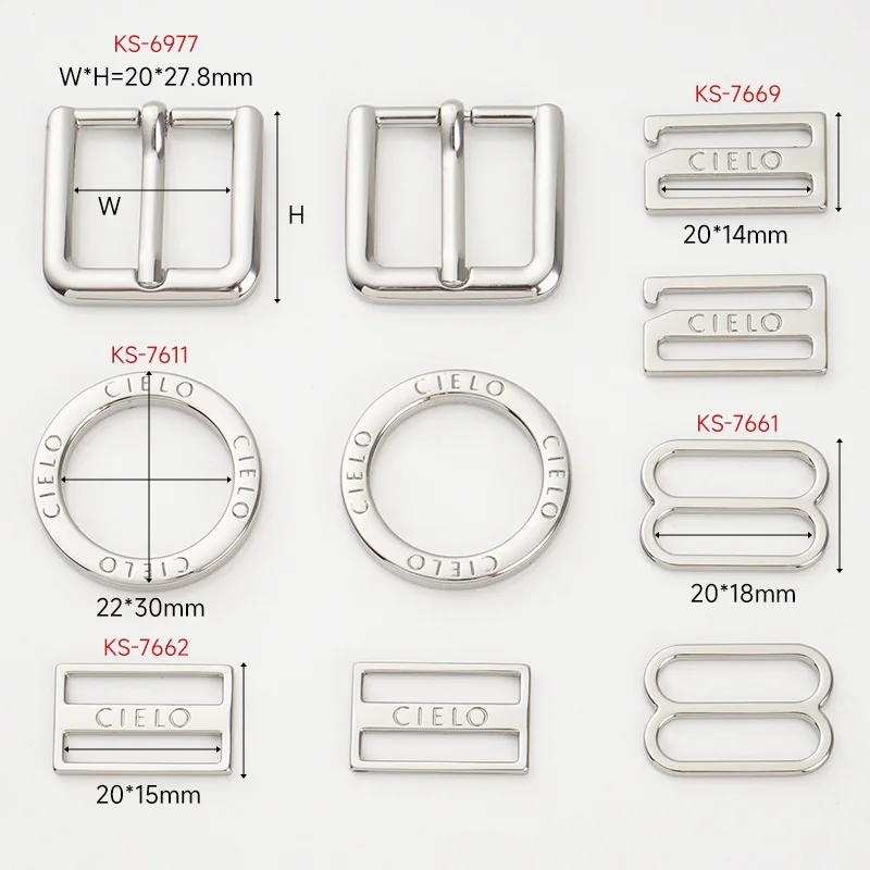 Underwear Accessories Metal Label Bikini Connector Custom Bra 8 Sliders Buckle O Rings G Buckle