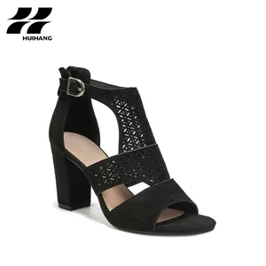 Women's Trendy Summer Party & Evening Sandals Suede Laser-Cut Block Heel with Buckle Strap Sexy Style Light-Weight Soft Footwear
