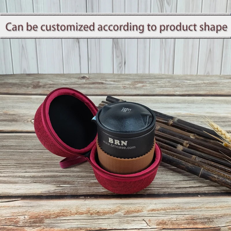 Custom Logo Printing Portable Tea Cup Case Waterproof Carrying Tea Cup Case EVA Leather Glasses Case manufacture