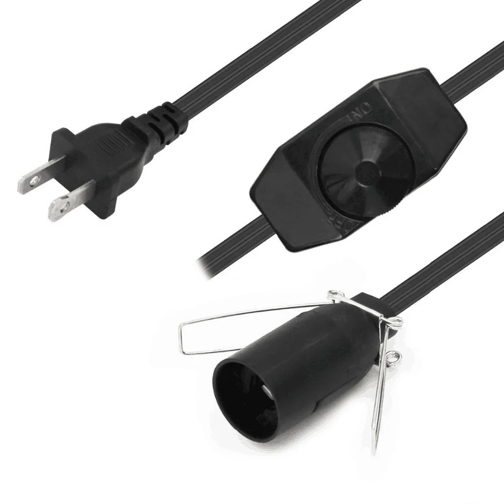 US 2 Pin Wires with Plug on Off Switch E14 Holder US Salt Lamp Power Cables