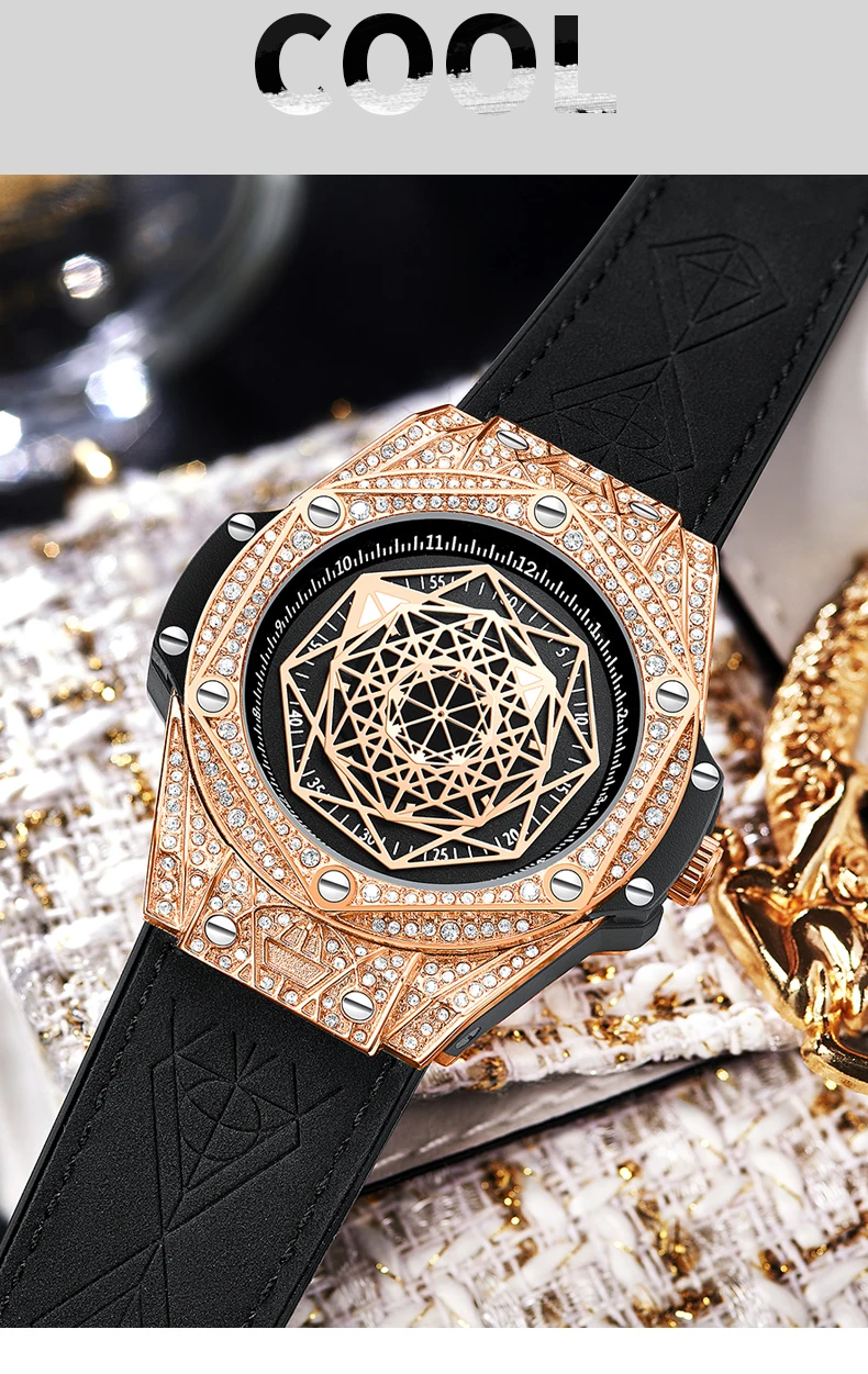 ONOLA 3815 Watches Men Wrist Brand Rose Timepiece Quartz Waterproof Luminous Diamond Hand Watch