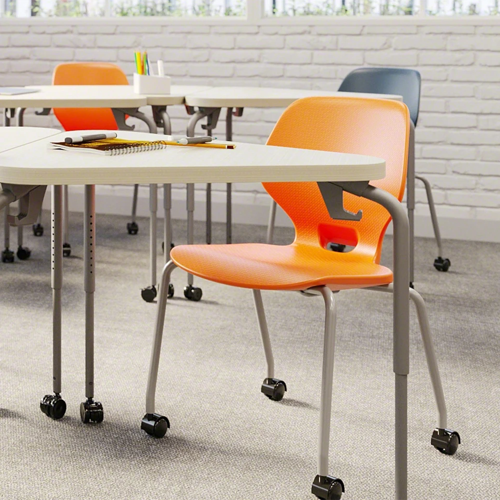 Custom Dimensions Interactive Durable Students Desks and Chairs Classic School Library Furnitures Attached Solid Fittings Wood