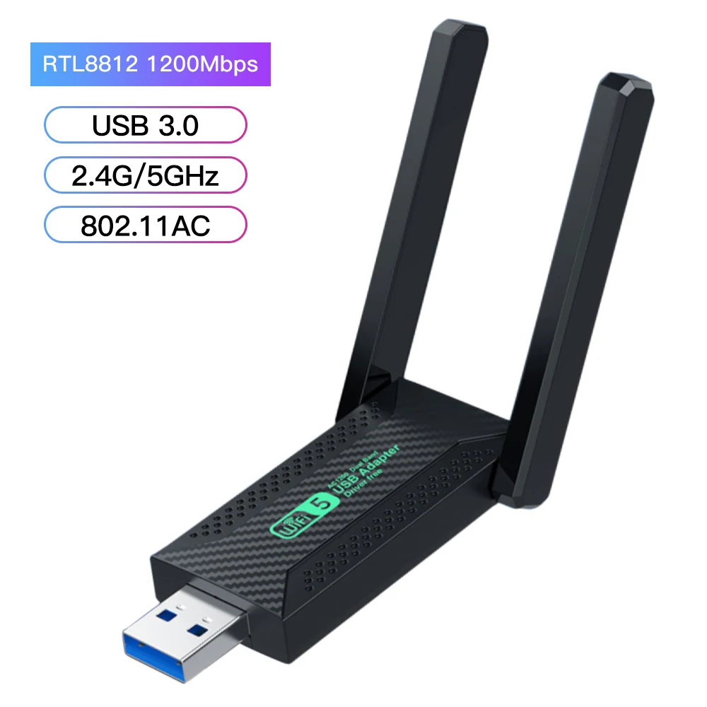 Двухдиапазонный Wi-Fi 5 usb адаптер 1200 Мбит/с драйвер бесплатно 3 0 гигабитный двухдиапазонный 2 4 ГГц и 8 беспроводной ключ для ПК