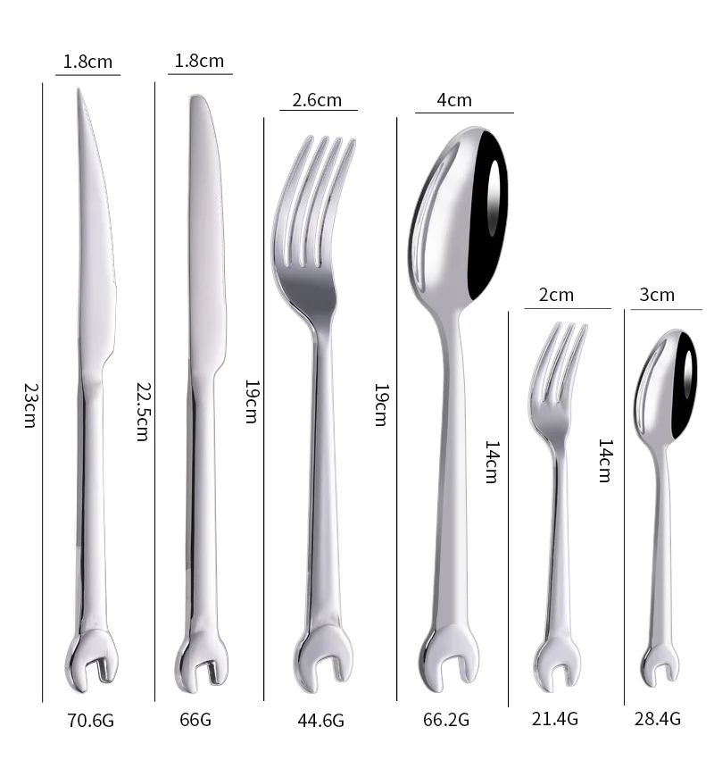 Factory Price Unique Novelty Flatware & Cutlery Set Spanner Cutlery Spanner Knife Fork Spoon