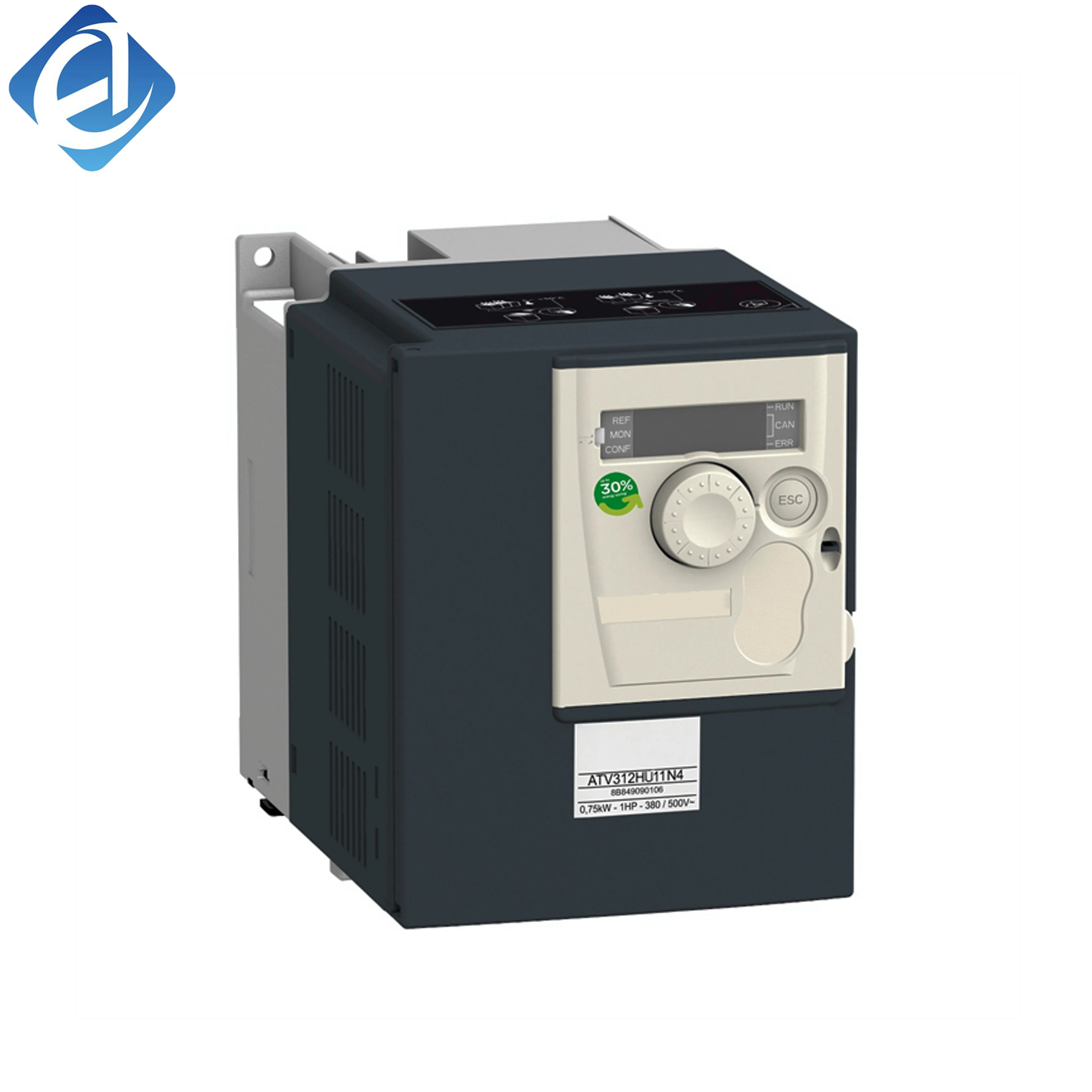 New Original ATV312HU11N4 Altivar 312 series VFD, 1.1kW/1.5HP, 3-phase 380-500V, 4.9A, integrated EMC filter, sensorless vector control, Modbus, IP20, for fans/pumps/conveyors, compact & energy-efficient.