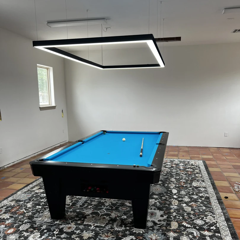 Простая установка 7 футов 8 9 бильярдные настольные лампы Современные прямоугольные светодиодные подвесные светильники для бильярдного стола