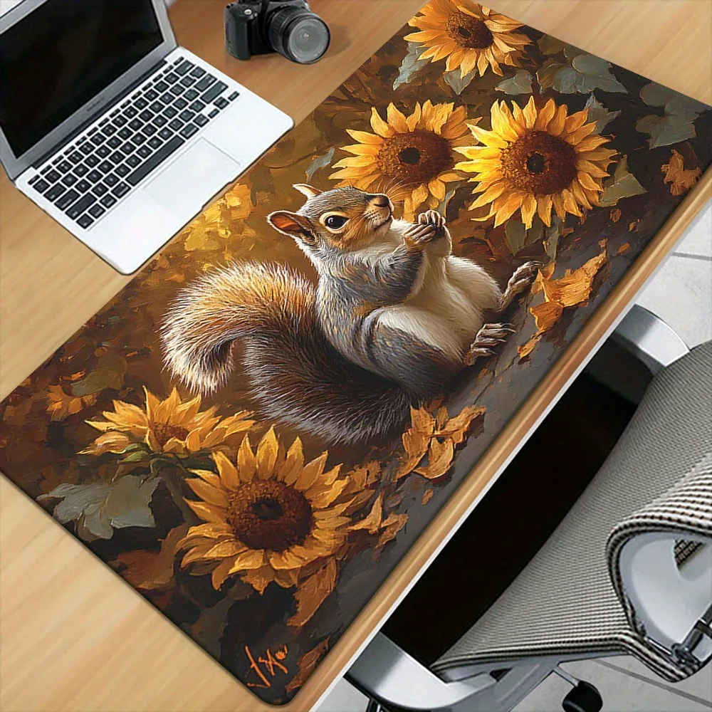 Squirrel in Sunflowers Beautiful Stylish PC Gaming Mouse Pads Gamer Mats Teclado Ergonom aperçu 2