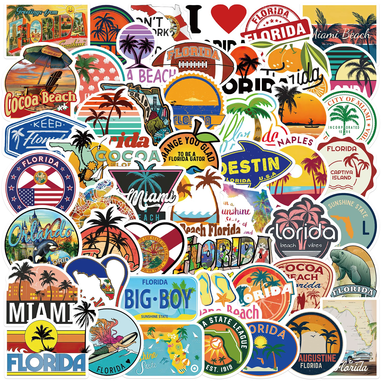 50pcs Travel America Florida Logo Sign Graffiti Sticker For Boy Girl ...