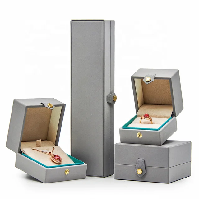 Amino 2024 Hot sell button pu leather ring box light luxury high-end jewelry  box  necklace  set box