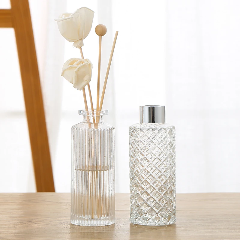 Wholesale 150ml Transparent Round Empty Engraving Glass Reed Diffuser Bottle