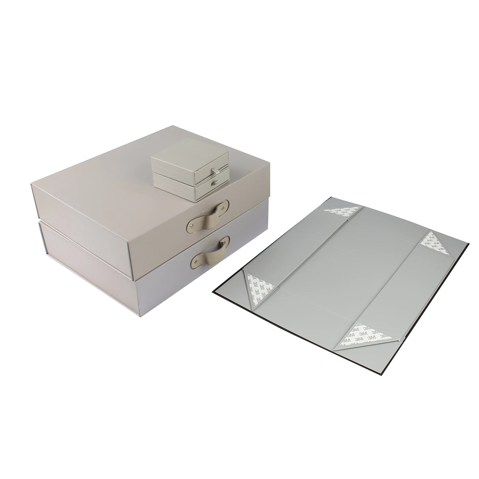 Custom Recyclable Luxury Gift Box New Design Folding Specialty Paper Cardboard Magnetic Flip Rigid Box with Leather Handle