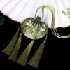 Borsa vuota in bambù verde con doppia nappa