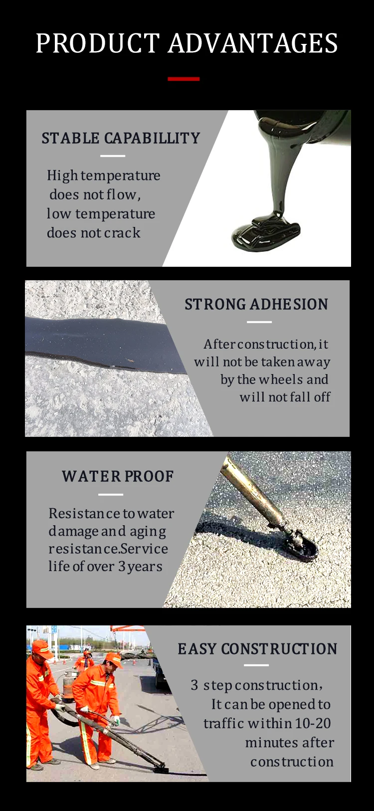 Hot Melt Bitumen Joint Filler Driveway Asphalt Crack Repair Liquid