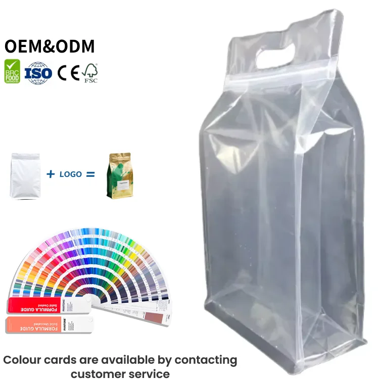 Transparent Plastic Luggage, Standing Zipper Lock, Four Eight Side sealed Corner, 4-ounce Flat Bottom Snack Packaging Bag