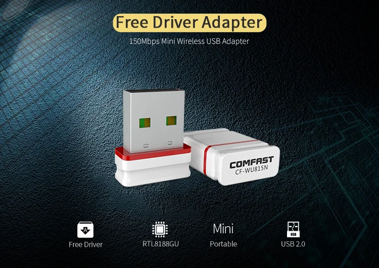 COMFAST High Quality USB 2.4Ghz 150M CE LAN Network Card Realtek Wifi Driver Mini USB Wireless Wifi Adapter for Desktop/Laptop