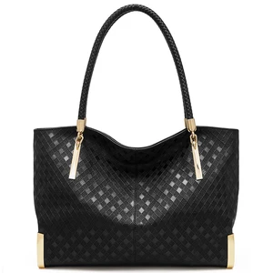 New Design 2026 Ladies Cowhide Genuine Leather Hand Bags Designer Black Handbag Luxury Big Laptop Tote Bag for Women Wholesale