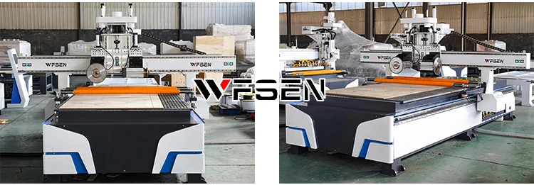 WFSEN Two Head Four Side Wood Saw Wood Door Panel Atc Cnc Router with Saw Blade