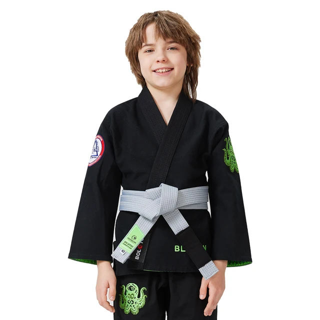 Customized High Quality Pearl Weave Black Jiu Jitsu Gi for Kids Boys Martial Arts Training Wear