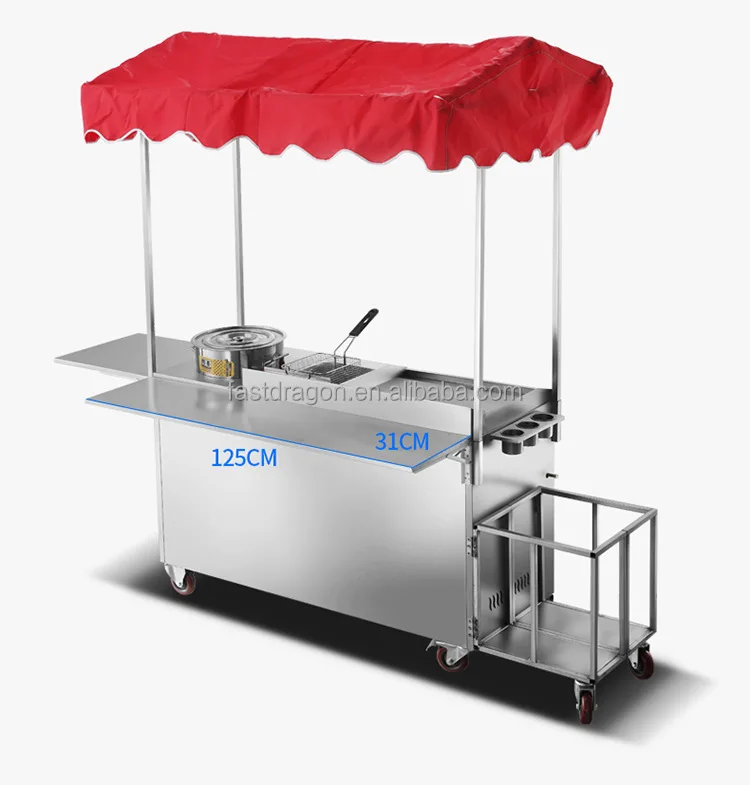 Multifunctional Commercial Street Food Cart Hand Push Food Cart For