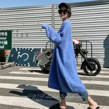 Korean Casual Loose Sweaters Dresses Women Y2K Oversized Knitted Sweater  Dress O-Neck Long Sleeve Ladies Winter Solid Pullover - AliExpress