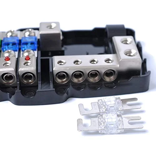 Blocco Distribuzione Fusibili Auto 4 Vie, Con LED Indicator, 2x30A E 2x60A, Per Audio, Camper, Barche