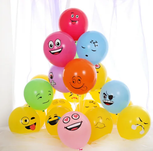 Scene Layout Holiday Decorations Thickened Latex Funny smiley Balloon Emojis Pushing 12-inch Latex Balloons