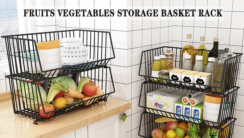 Detachable Fruits Vegetables Shelf Kitchen Organizer Pulley Rack ...