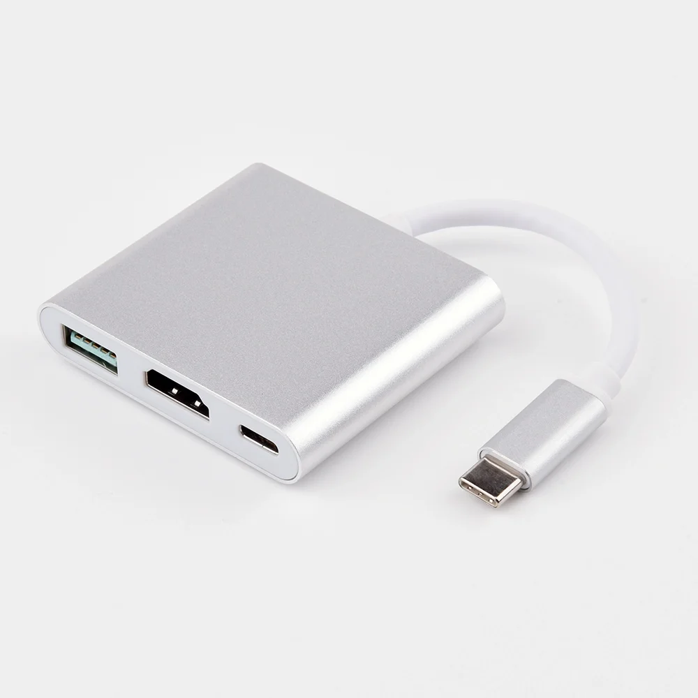 Самый продаваемый многопортовый кабель 4K 3 в 1 Тип C для Hdtv + Usb3.0 Кабельный адаптер концентратор
