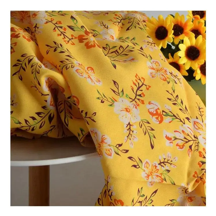 100% шелковая ткань с цветочным принтом для платья и пижамы