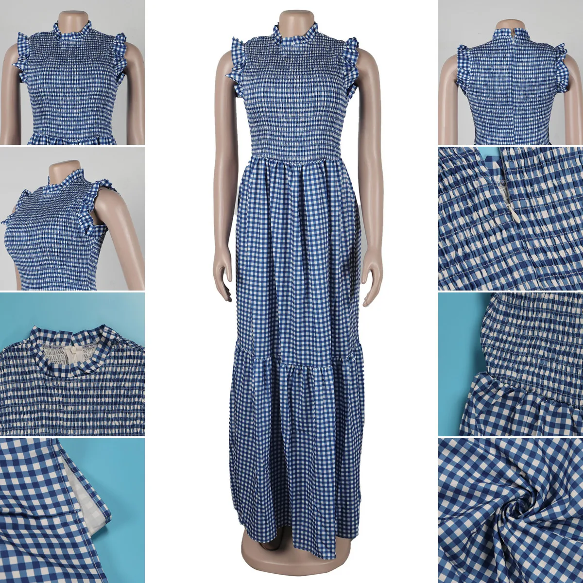 S10713 Trendy Summer Dresses Women Casual Ruffle Sleeveless Splicing  Printed Long Maxi Dress Ladies Bohemian Dress| Alibaba.com
