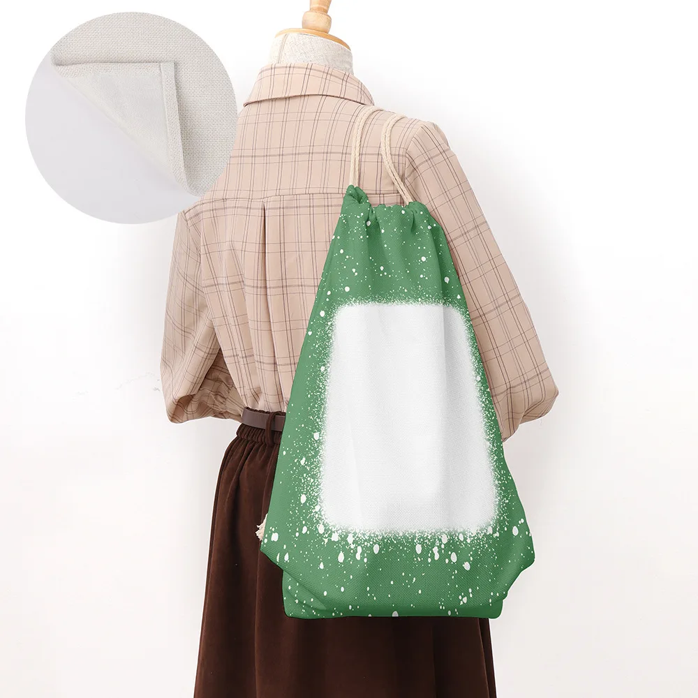 Customize Sublimation Blanks Tie-dye Bleached Drawstring Canvas Backpack Bundle Pocket Library Bag Portable Shopping Linen Bag