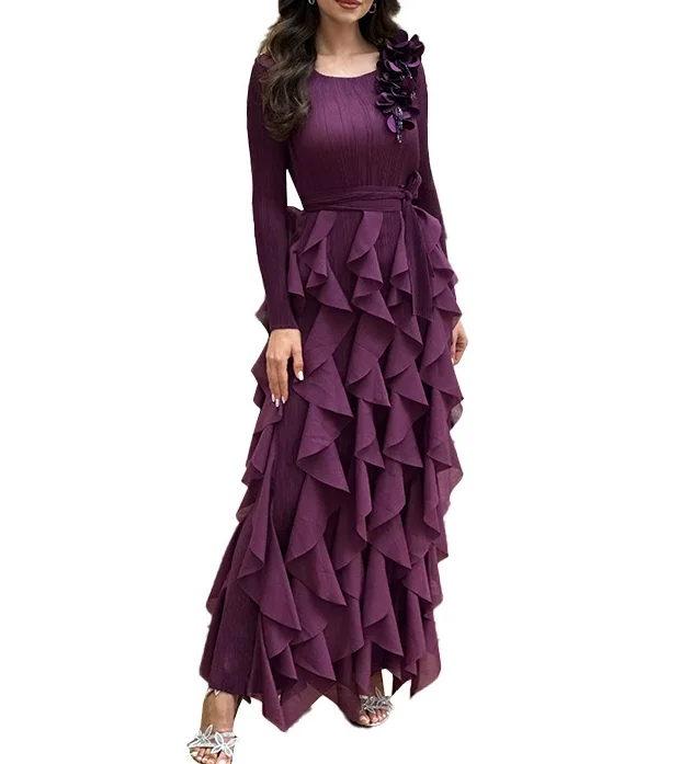 2025 Miyake Modest Women's Dress for Church Muslim Maxi Dress