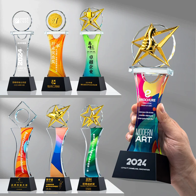 product small bridge hot products colored hand carved marathon running memorial gifts k9 glass crystal award trophie-35