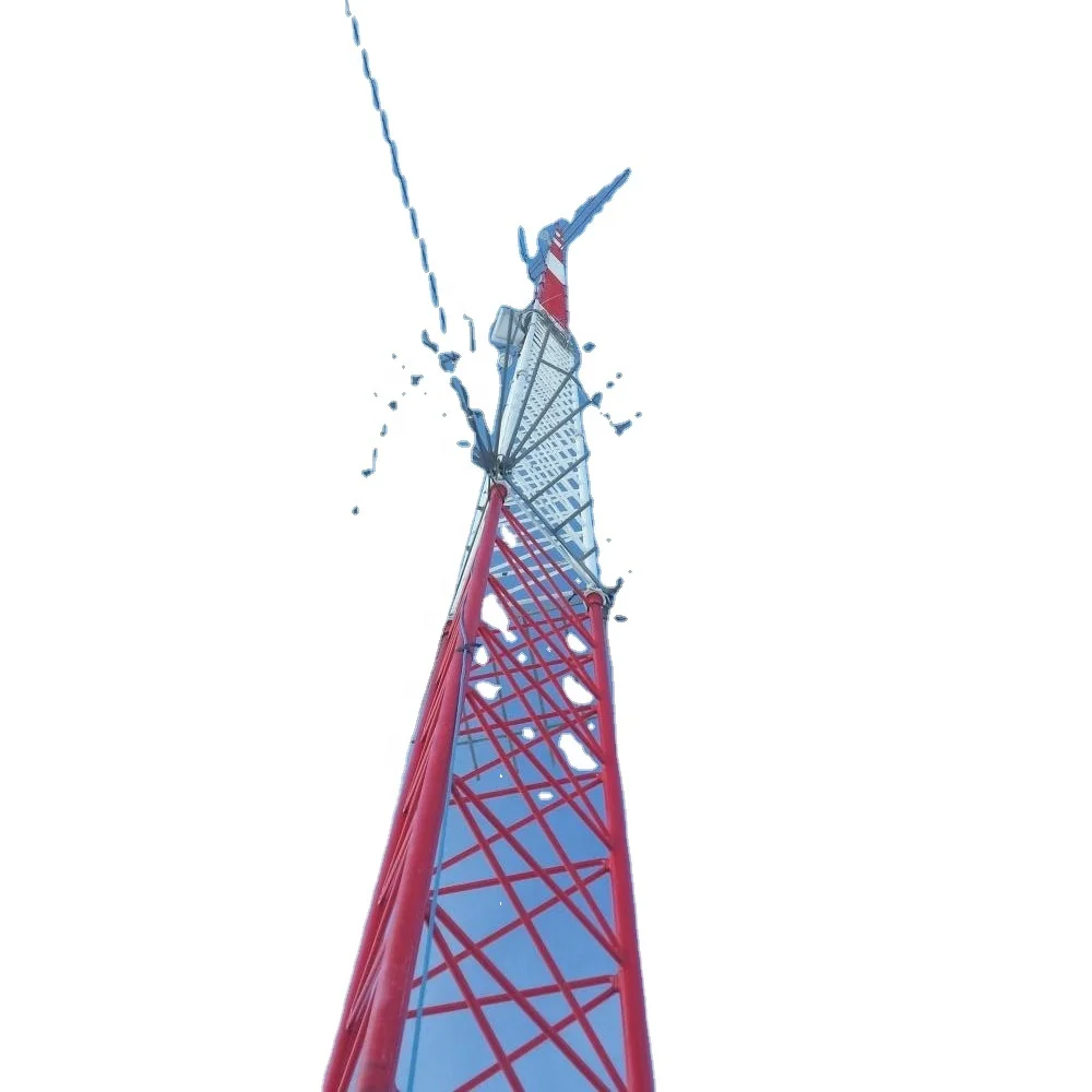 145m 150ft Telecom Supported Telecommunication Triangular Mast Design Galvanized Steel Lattice Tubular Guy Wire Guyed Tower