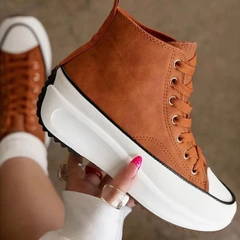 New Ladies Fashion Women's Trendy Non Slip Chunky Running Sneakers White Casual Sports Canvas Shoes