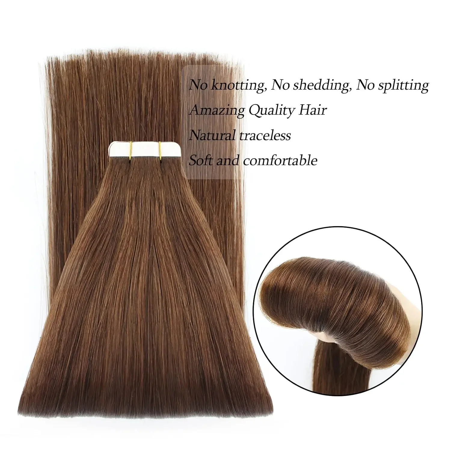 26 Zoll Tape in Haarverlängerungen 100 % Echthaar Natürliches schwarzes glattes Remy-Haar_voghion.com