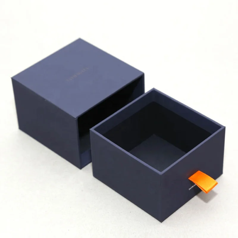 Matt lamination Luxury Blue Cardboard sliding drawer custom paper dube box packaging storage gift box